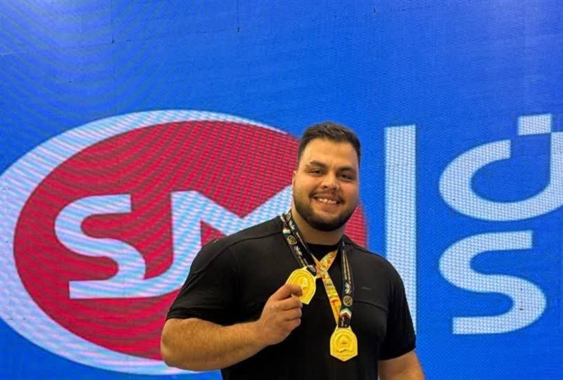 سکوی قهرمانی مسابقات قویترین مردان ایران از آن ورزشکار جوان ملایری