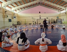 مراسم قرائت وصیت‌نامه بسیجی شهید محمد رسول رضایی در باشگاه کاراته شهرستان اسدآباد