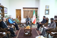 دیدار حمید ملانوری‌شمسی استاندار همدان با مهرداد علی قارداشی، رئیس فدراسیون تنیس روی میز ایران