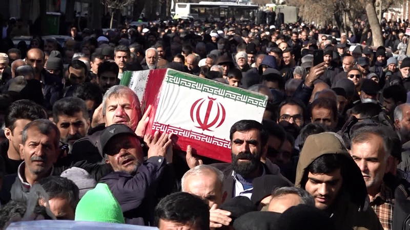 تشییع دو شهید حملات تروریستی اغتشاشگران در همدان