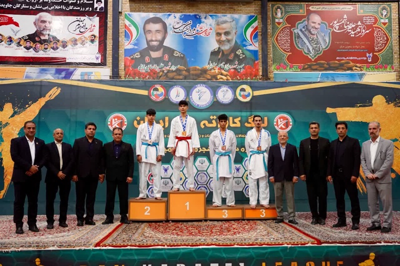 مدال آوران رقابت های کومیته جوانان وزن ۶۱_ کیلوگرم، لیگ کاراته وان ایران یادواره شهدای شجره طیبه میناب