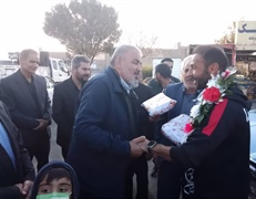 مراسم استقبال از قهرمان و بهترین سنگربان آسیا در نهاوند