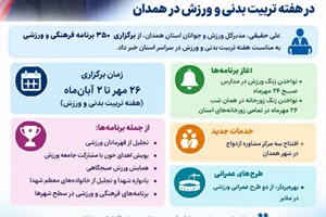 برگزاری ۳۵۰ برنامه فرهنگی و ورزشی در هفته تربیت بدنی و ورزش در همدان